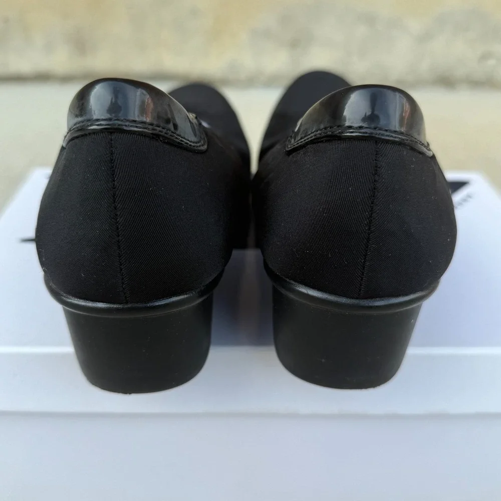 Anne Klein Sport 8.5 Black Mid Wedge Slip On Wedge‎ Shoe